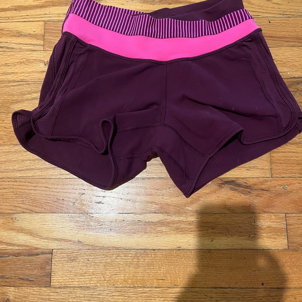 Lululemon Athletica Burgundy and Pink Athletic Shorts